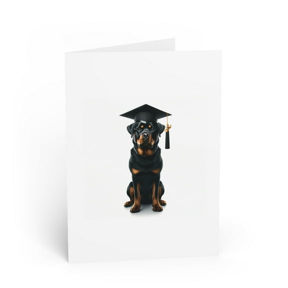 DistinctInk Greeting Card / Note Card - Rottweiler Graduation - PACK of 1
