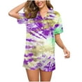 thumbnail image 7 of Levmjia Women Summer Pajama Set Polyester Short Sleeve Lapel Top Shorts Sleepwear Loungewear Soft Breathable Comfortable Home Outfit Casual Two Piece Set, 7 of 7