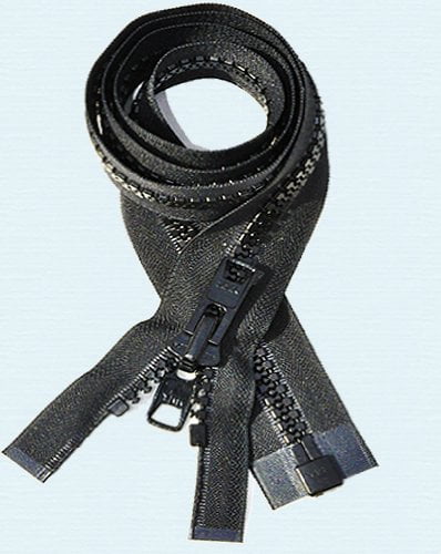 151"Ã¢Â€Â“200" Vislon Zipper ~ YKK #10 Reversible Molded with 2 Heads (1 Zipper/Pack) (197, Black)