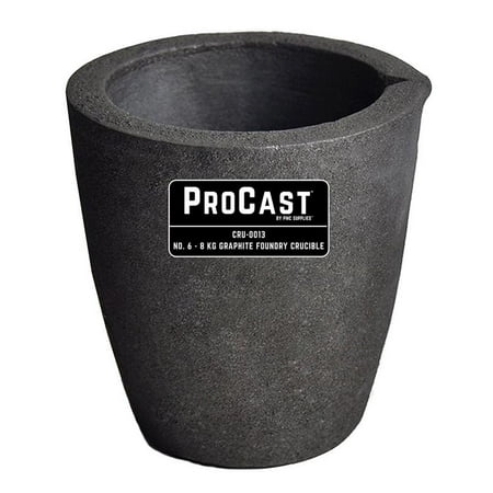 ProCast No 6 - 8 Kg Foundry Clay Graphite Crucible with Pour Spout Cup Propane Furnace Torch Melting Casting Refining Gold Silver Copper Brass Aluminum -