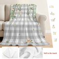 thumbnail image 5 of Watercolor Floral Blanket Soft Cozy Warm Twin Blanket for Bed, Plush Fuzzy Flannel Fleece Blankets for Sofa, Spring Flowers Leaves Plants Gray Plaid Throw Blankets for Couch, Gifts for Men, 60"x80", 5 of 9