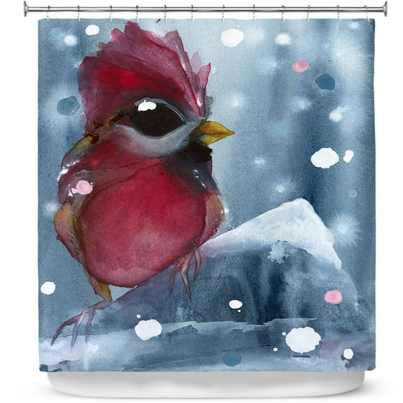 Shower Curtains 70" x 73" from DiaNoche Designs by Dawn Derman - Evening Snow Cardinal