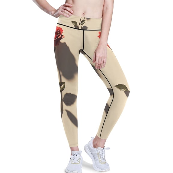 Ckdifva A Rose Yoga Pants with Pockets for Women Workout Athletic Yoga Leggings