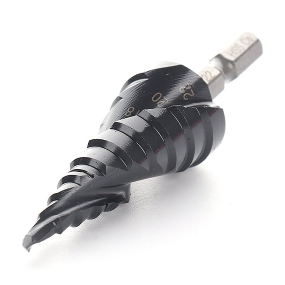Durable Step Drill Bit Set, 1/4" Hex Shank, Spiral Flute for Metal, Aluminum  More