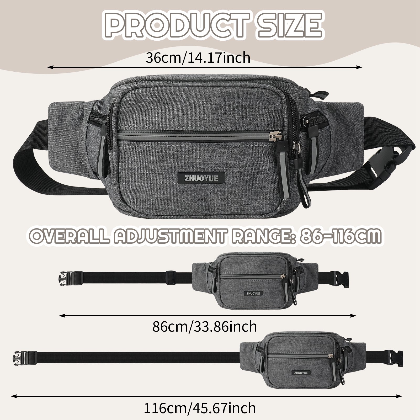 Bocaoying 2-Pack Multi-Pocket Fanny Packs photo 3