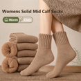 thumbnail image 2 of OYXSER 5 Pairs Womens Solid Mid Calf Socks, Elastic Cuff Warm Soft Fit Suitable for All-Day Wear, 2 of 7