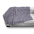thumbnail image 3 of Paisley Soft Flannel Fleece Throw Blanket, Tribal Floral Ornamental Patterned Design with Raindrop Like Shapes Artwork, Cozy Plush for Indoor and Outdoor Use, 50" x 70", Blue and Purple, by Ambesonne, 3 of 6