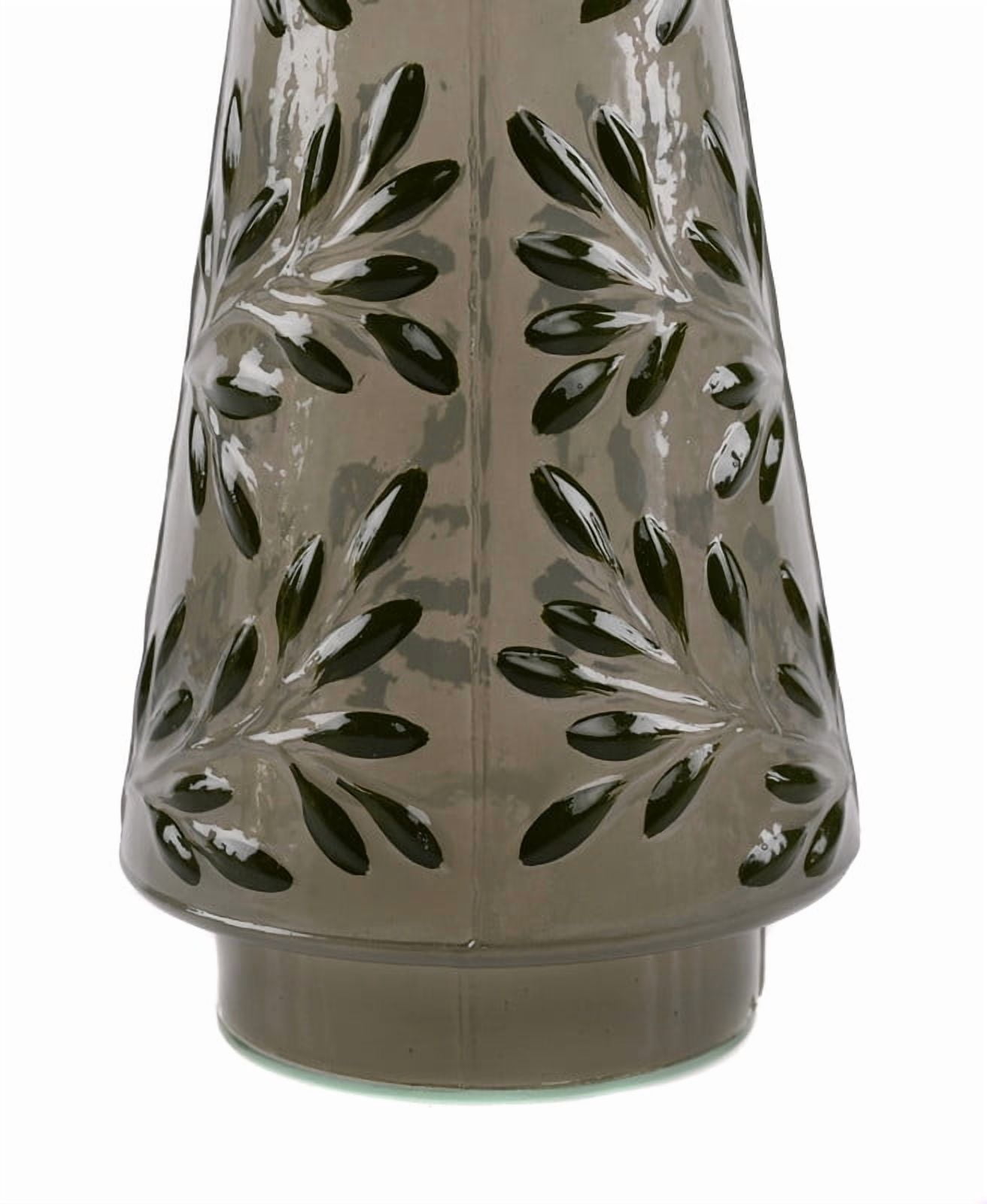 Glass Embossed Leaf Pattern Tree Christmas Decoration, Green, 14.5", by Holiday Time