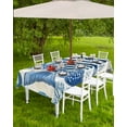 thumbnail image 4 of nqOlkjepod Blue Yellow Ocean Outdoor Tablecloth with Umbrella Hole & Zipper, Summer Coastal Stripe Fish Coral Rectangle Table Cover 52x70 Inch, Dining Waterproof Table Cloth Protector for Patio, 4 of 7