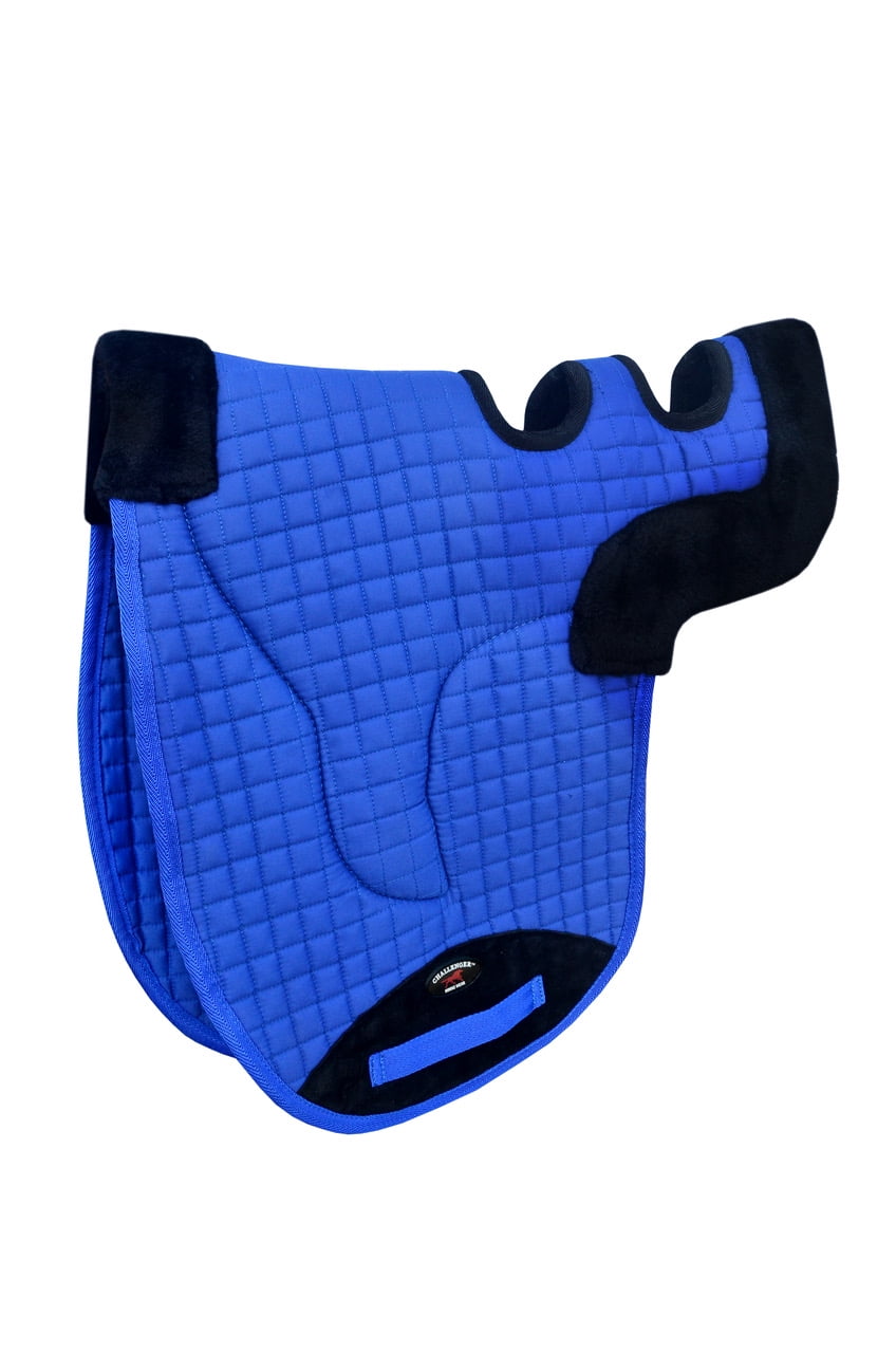 Horse Contoured Fleece Lined Quilted English Saddle Pad Blue 72153RB