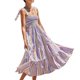 thumbnail image 2 of Vestido de cuello ancho, vestido informal de verano con tirantes y dobladillo en forma de A, vestido estampado, resultados impresionantes, 2 of 6