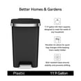 thumbnail image 4 of Better Homes & Gardens Kitchen Trash Can, 11.9 Gallon Plastic Step Garbage Bin with Soft Close Lid, Black, 4 of 15