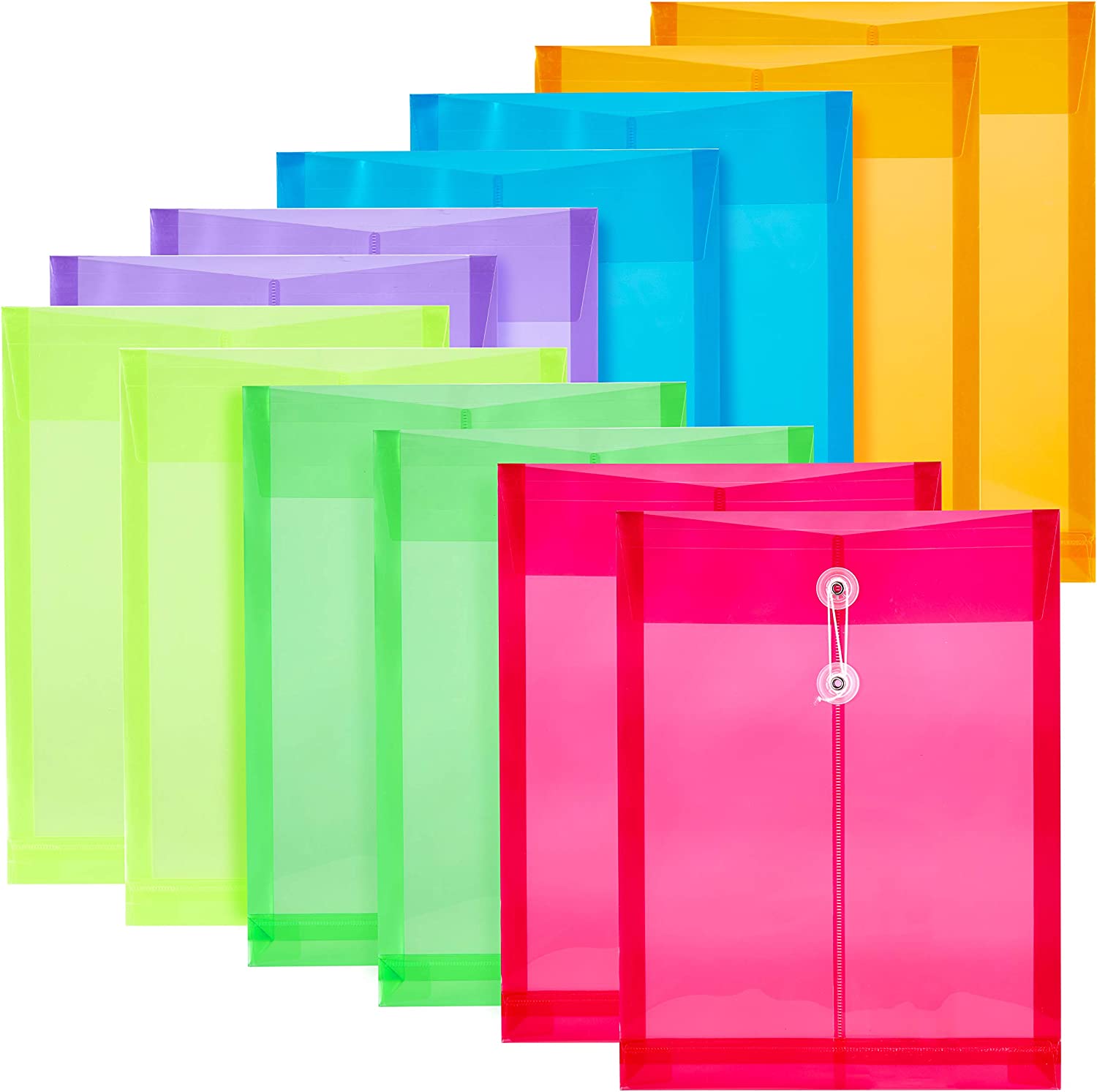 12 Pack Assorted Colors Plastic Envelopes Poly Envelope Expandable File