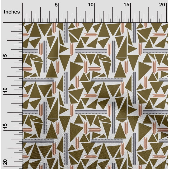 oneOone Cotton Poplin Fabric Triangle & Line Geometric Decor Fabric Printed BTY 56 Inch Wide
