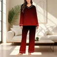 thumbnail image 2 of MGDXOX Womens Gradient Color Pajama Sets Long Sleeve Pajamas Sets 2 Piece Lounge Sets Soft Pj Sets Fall Sleepwear with Pockets Watermelon Red M, 2 of 8