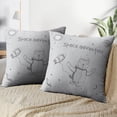 thumbnail image 3 of LALILO Throw Pillow Covers Cute Funny Cat Astronaut Space With Cushion Cover 18" x 18", 2 Pack, 3 of 6