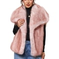 thumbnail image 3 of LWFFDAW Women's Faux Fur Vest Wide Collar Sleeveless Plush Jacket Fall Winter Warm Loose Outerwear with Pockets, 3 of 6