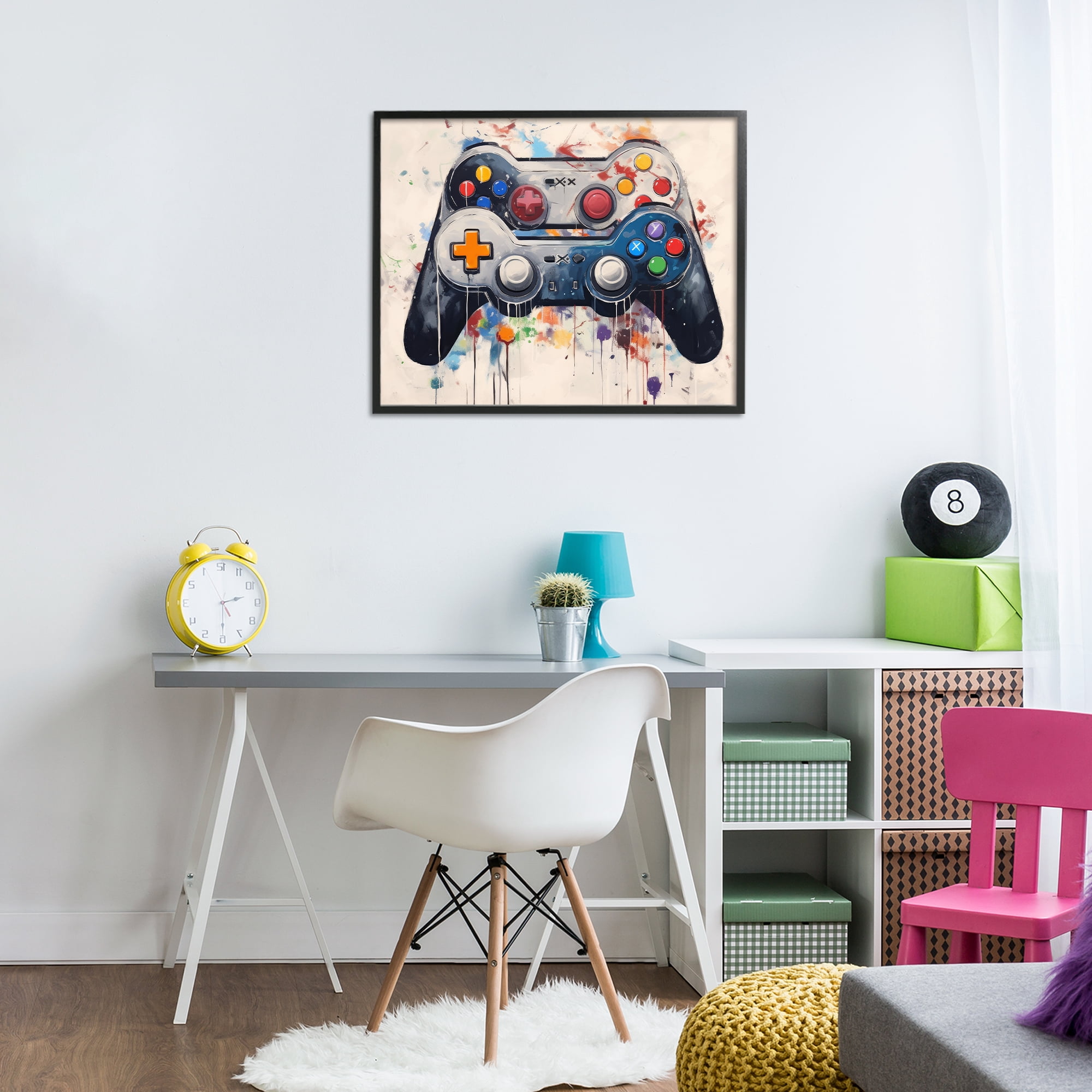 Stupell Industries Joystick Journeys Controller Duo Black Framed Giclee Art, design by Lazar Studio