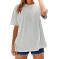 thumbnail image 3 of V-Neck Women's Short Sleeve T-shirt Women'S Loose And Comfortable Oversized Trendy T Shirt Top,Silver Women's Short sleeve T-shirt M, 3 of 9