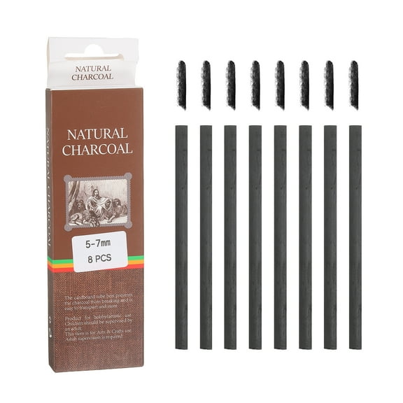 Uxcell Willow Charcoal Sticks, 5-7mm Willow Charcoal Pencils Soft Sketch Vine Art Supplies Set for Drawing Sketching Shading Painting Artists Beginners (Black, Pack of 8)