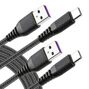 USB C Cable 10ft, Samsung Galaxy S8 S9 Plus Charger Fast Charging Cord, 2 Pack Nylon Braided USB A to Type C Charging for for Samsung S10 Note 9, Pixel, LG V30 G6 G5, Google Pixel Gray