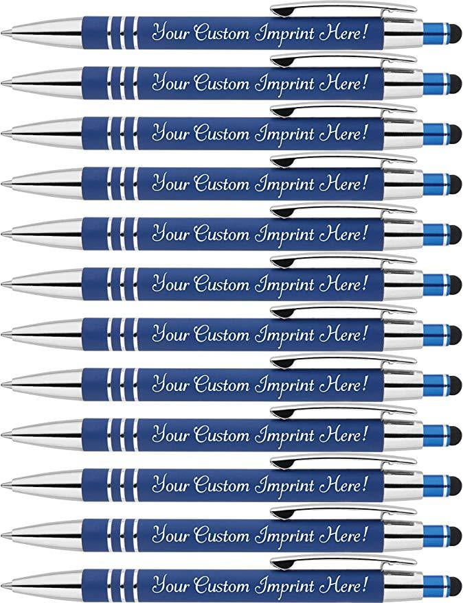 Available in 5 Colors Stylus Tip Works with All Touchscreen Devices. 5 Custom Laser-Engraved Metal Ballpoint Stylus Pens With Illuminated Engraving & Soft Glowing Silicone Grip 