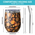 thumbnail image 5 of 12oz Stemless Wine Tumblers Halloween Happy Pumpkins Pattern Vacuum Insulated Stainless Steel Travel Tumbler Cups Mug with Lid and Straw for Champaign,Cocktail,Beer with Cleaning Brush, 5 of 5