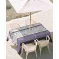 thumbnail image 3 of 60x84 Inch Outdoor Tablecloth with Umbrella Hole Zipper Rectangle Purple Geometric Rectangular Tablecloths Outside Waterproof Stripes Boho Spring Flowers Country Rural Patio Table Cover for Picnic, 3 of 8