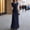 18# Navy, variant on Off the Shoulder Chiffon Bridesmaid Dresses for Women Mermaid Long Evening Maxi Gown Ruched Prom Dress Khaki XL