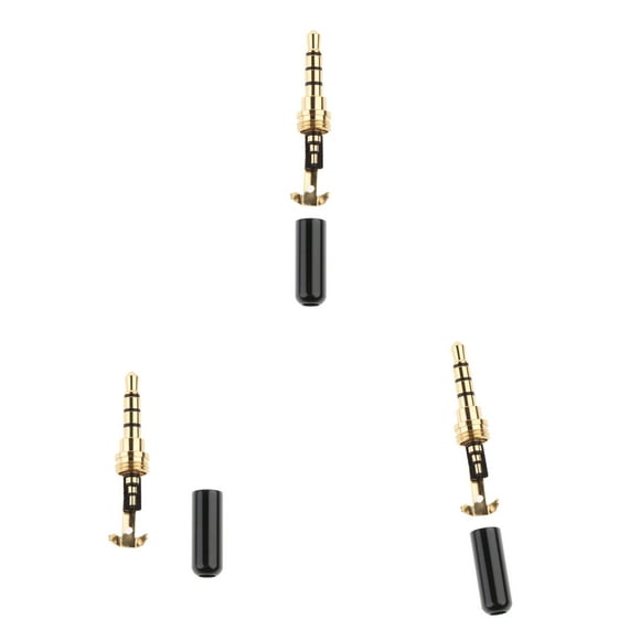 3x Replacement Male Plug 4 Pole 1/8inch 3.5mm Solder Type DIY Audio Cable