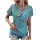 thumbnail image 2 of Fiudx Camisas para Mujer Top Informal de Primavera y Verano de Manga Corta con Cuello En V para Mujer, 2 of 4
