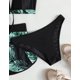 thumbnail image 5 of Traje de baño de 3 piezas para mujer Traje de baño Estampado floral con cordones Halter Top Bikini con pantalones cortos Negro // Blanco XX-Large, 5 of 5
