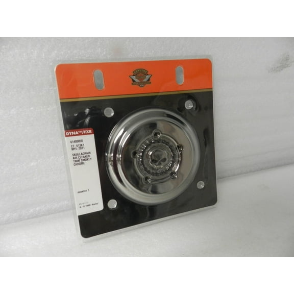 NOS NEW 2008 AND NEWER HARLEY DYNA SKULL & CHAIN SMOKEY CHROME AIR CLEANER TRIM