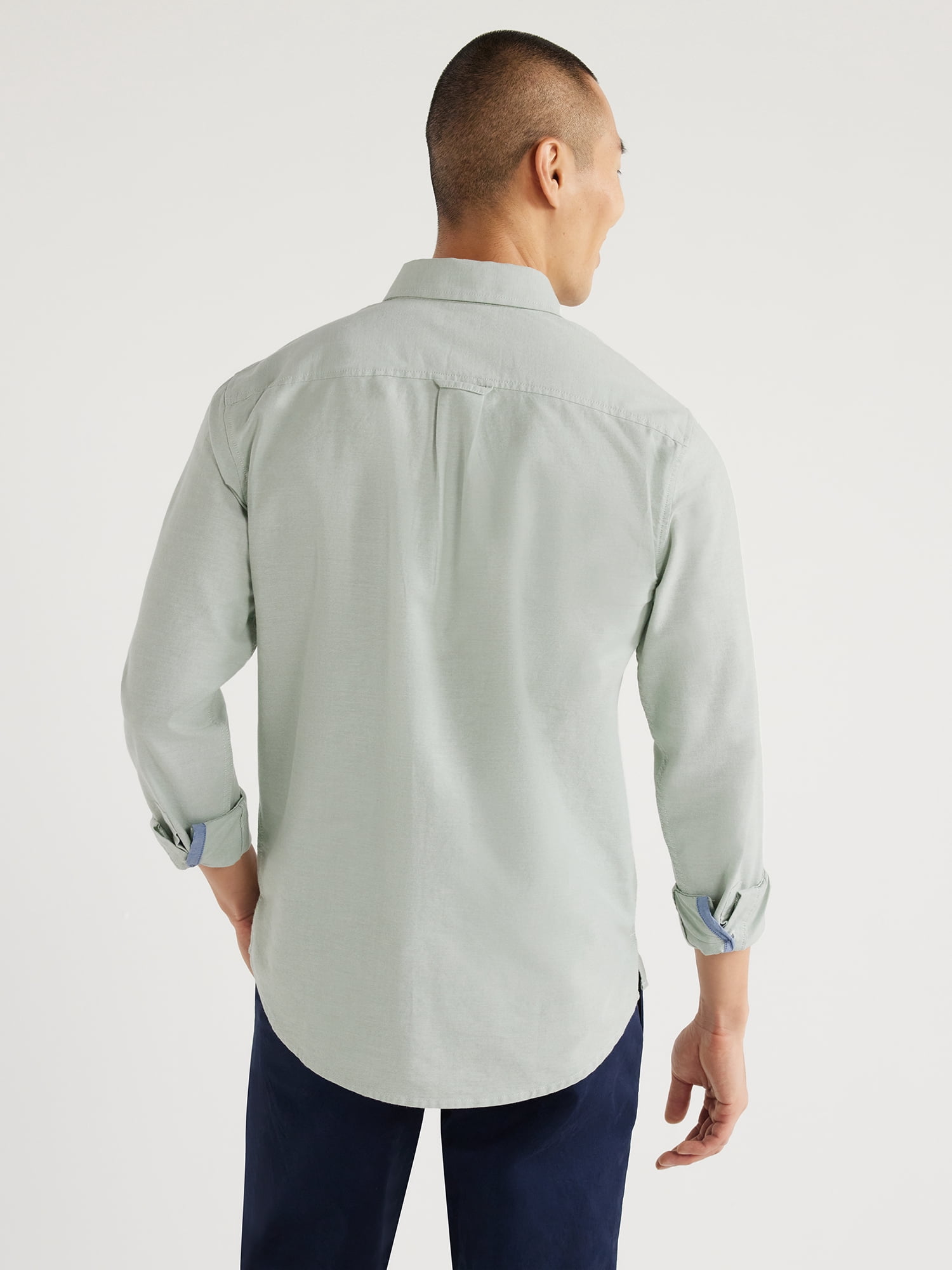 Free Assembly Men's Button Down Oxford Shirt with Long Sleeves, Sizes S-3XL
