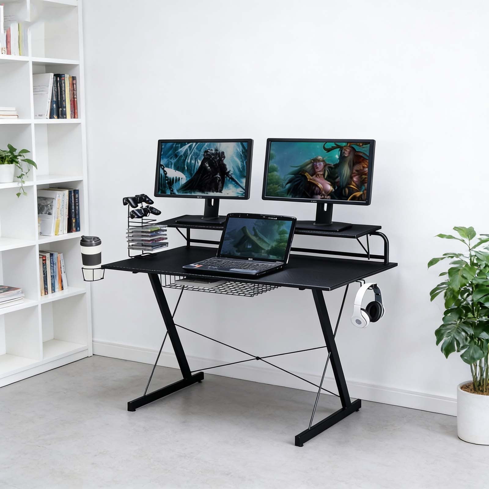 Carbon Fiber Gaming & Office Desk  Ergonomic Standing Desk with Built-In Shelves | Smart Height-Adjustable Electric Table for Home Office & Multi-Scene Use