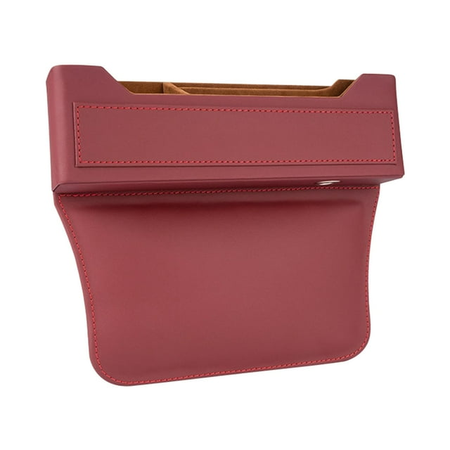 Organizador de espacio para asientos, accesorios interiores, cuero de PU, ajuste universal, almacenamiento en grietas Rojo