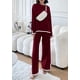 thumbnail image 5 of Conjunto de Suéter de Punto para Mujer PRETTYGARDEN Pantalones de Pierna Ancha XL Rojo Vino, 5 of 8