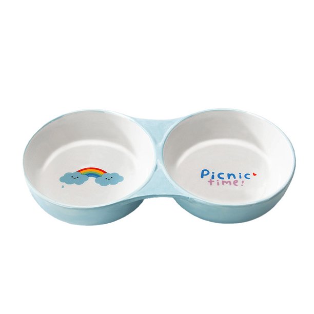 Cuenco doble de cerámica para comida de gato, cuenco antivuelco para arroz, cuenco para agua potable para perros, cuenco para comida MFZFUKR CPB-DE-SSW2282-1