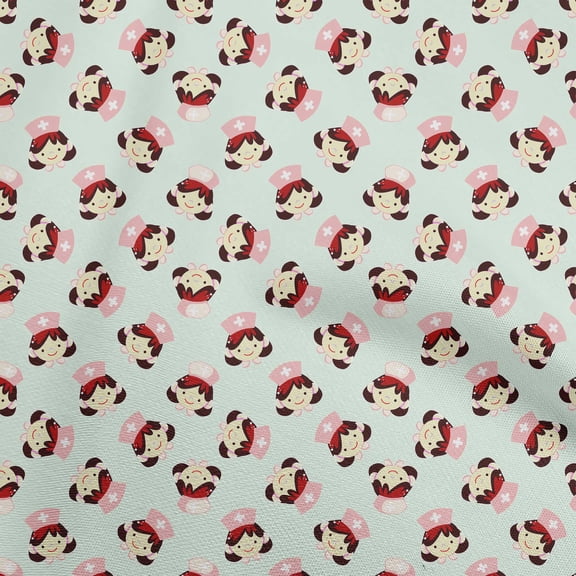 oneOone Viscose Chiffon Mint Green Fabric Doctor Nurse print Sewing Craft Projects Fabric Prints By Yard 42 Inch Wide-M4