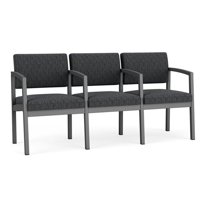 Lesro Lenox Steel Fabric 3-Seat Waiting Room Guest Reception Chair in Charcoal/Adler Nocturnal