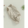thumbnail image 3 of Coduop Infant Baby Sleeveless Sling Bodysuit Jumpsuit Button Down Plaided Newborn Playsuit, 3 of 9