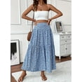 thumbnail image 5 of MORTTIC Women's Boho Floral Maxi Skirt - High Elastic Waist, Pleated A-Line Long Skirt for Summer Casual Wear, 5 of 5