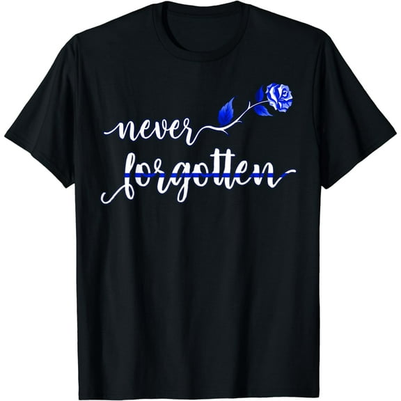Thin Blue Line Flag Law Enforcement Officer Never forgotten T-Shirt