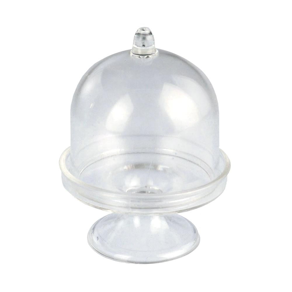 12 Miniature Plastic Clear Acrylic Cake Holder with Dome 2" x 2.5" party favors 