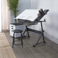 thumbnail image 3 of Studio Designs Fusion Craft Center Drafting Drawing Craft Table with Storage and Stool Set, Black/ White, 3 of 14