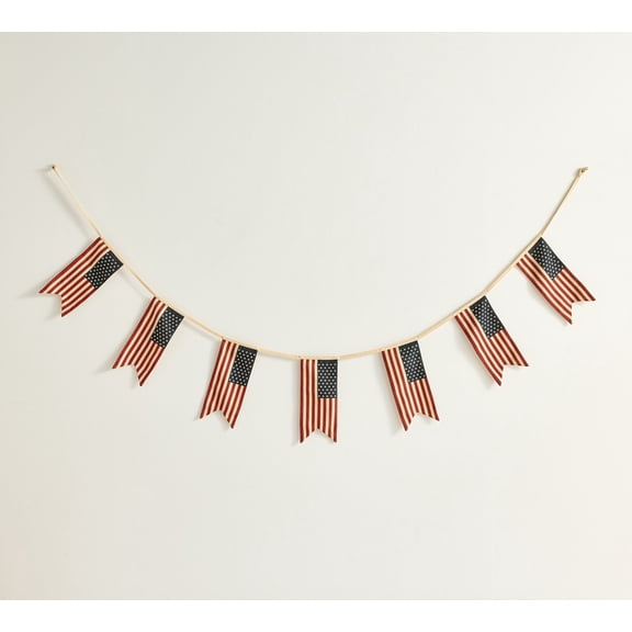 6FT Heritage American Flag Garland – Rustic 250th Anniversary Independence Day Bunting – Red White Blue Patriotic 4th of July Mantle Memorial Day Decorations