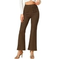 thumbnail image 1 of Pantalones Flare Sólidos de Mujer INSPIRE CHIC con Cremallera Lateral Oculta de Suede Sintético Talla XL Marrón Oscuro, 1 of 6