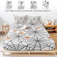 thumbnail image 5 of Cal.King Size Fitted Sheet Set - Halloween 3 Piece Bedding Sets 16" Deep Pocket Fitted Sheet with 2 Pillowcases, Black Net Classic Spiders Gingham Orange Brushed Microfiber Hotel Luxury Bed Sheets, 5 of 9