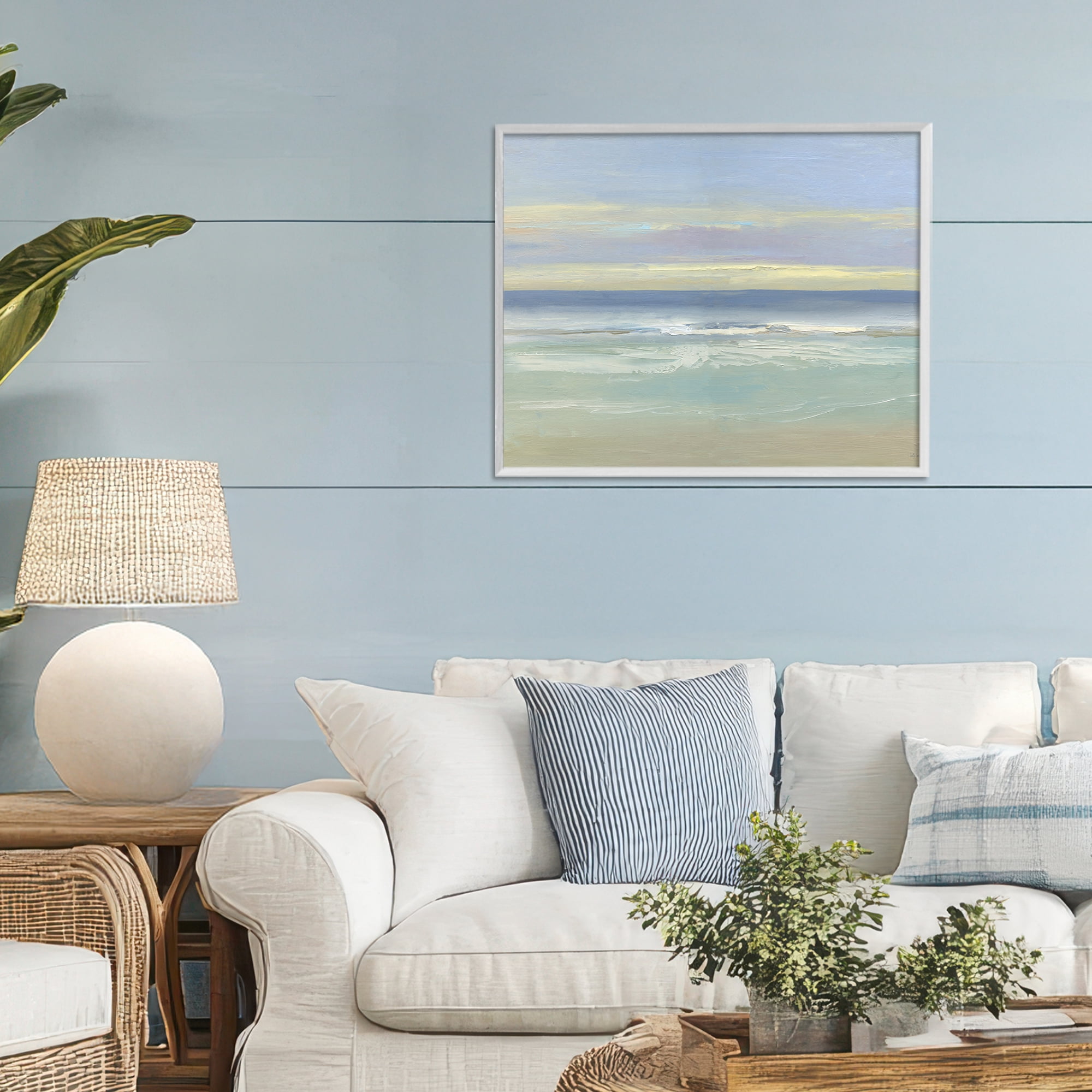 Stupell Industries Tranquil Coastal Morning Waves White Framed Giclee Art, design by Sally Swatland