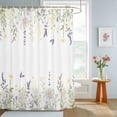 thumbnail image 4 of Shower Curtain Purple White Flowers Shower Curtains for Bathroom Decor, Waterproof Polyester Shower Curtain Set with Hooks, Extra Long 72" x 78" Floral Leaf, 4 of 9